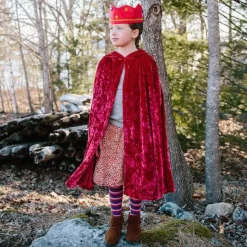 Child's Red Velvet Cape With Hood