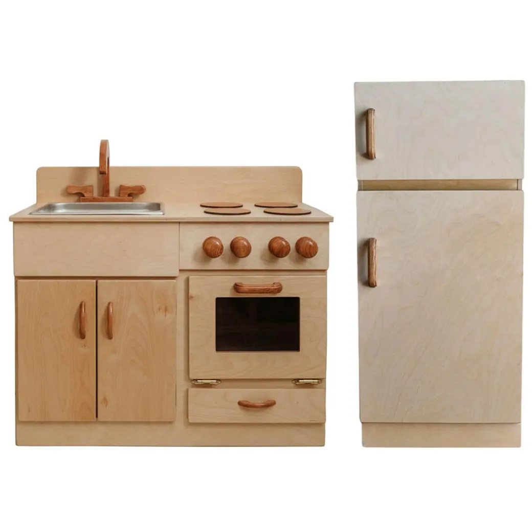 Classic Wooden Kitchen and Refrigerator Bundle