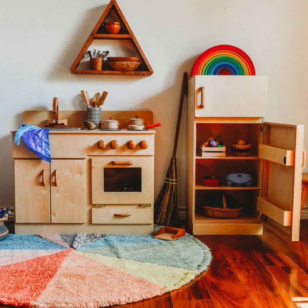 Classic Wooden Kitchen and Refrigerator Bundle
