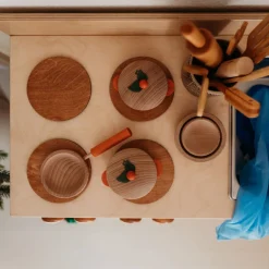 Classic Wooden Kitchen and Refrigerator Bundle