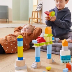 Colored Wooden Building Blocks - 85 Piece Set