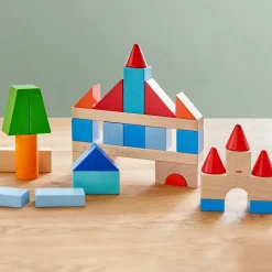 Colored Wooden Building Blocks - 46 Piece Set