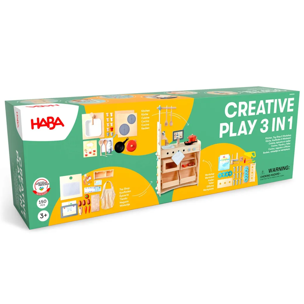 Creative Play 3 in 1 – Play Kitchen, Store & Workshop