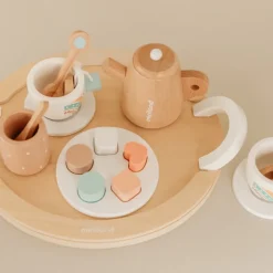 Doll-Sized Wooden Tea Set
