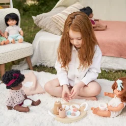 Doll-Sized Wooden Tea Set