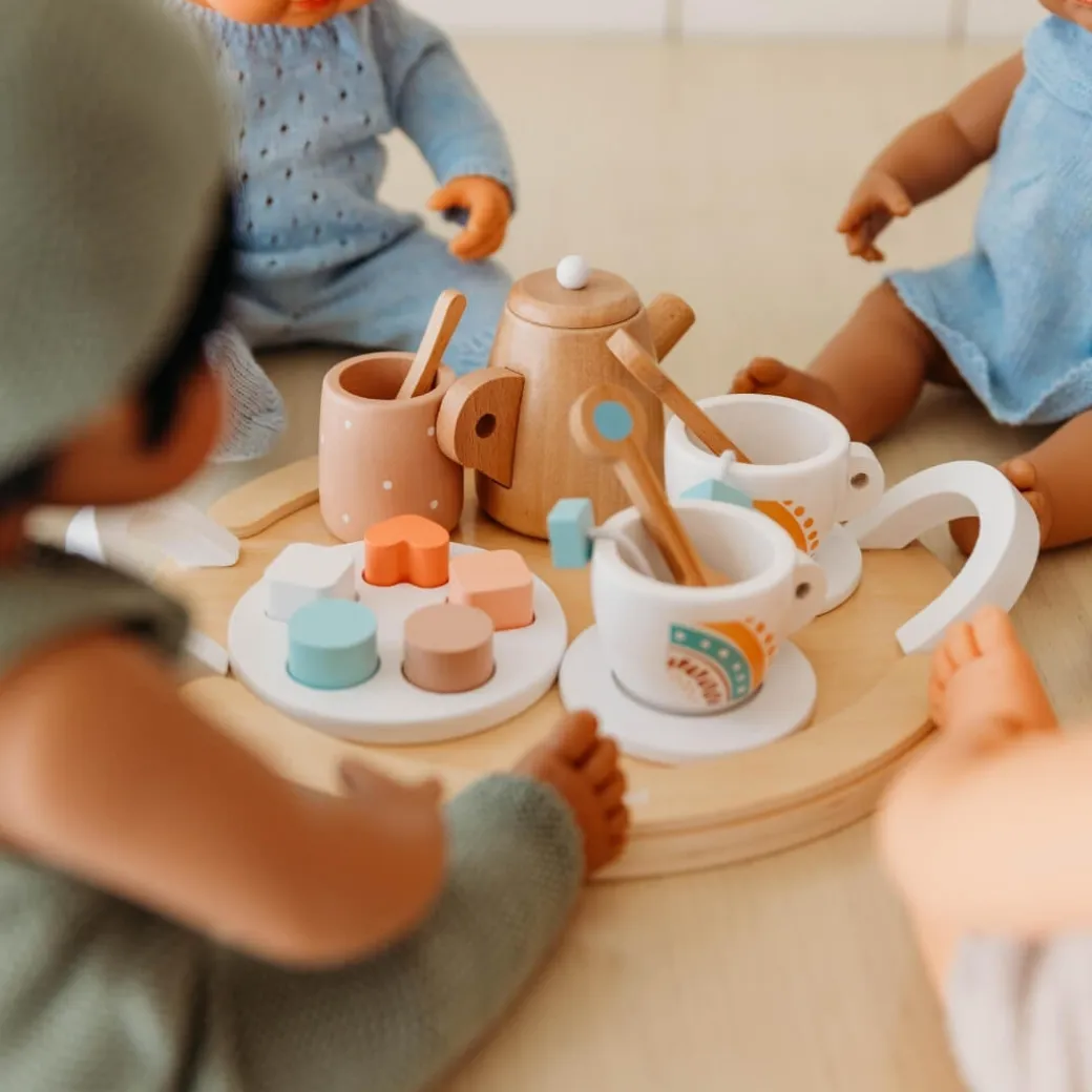 Doll-Sized Wooden Tea Set