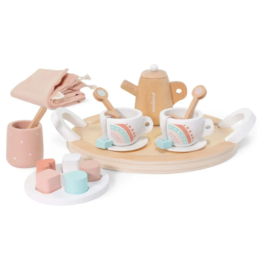 Doll-Sized Wooden Tea Set