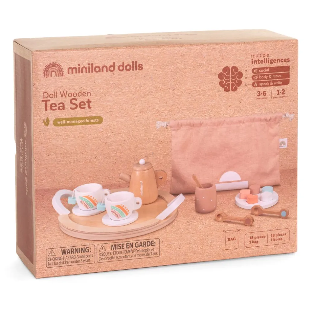 Doll-Sized Wooden Tea Set