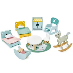 Dovetail Wooden Dollhouse Kids Room Set