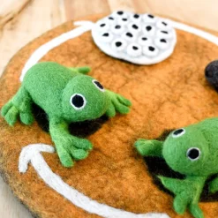 Felted Frog Life Stages Set with Life Cycle Playmat