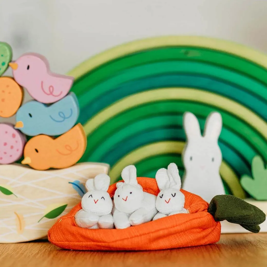 Hide-and-Seek Bunnies in Carrot Pouch