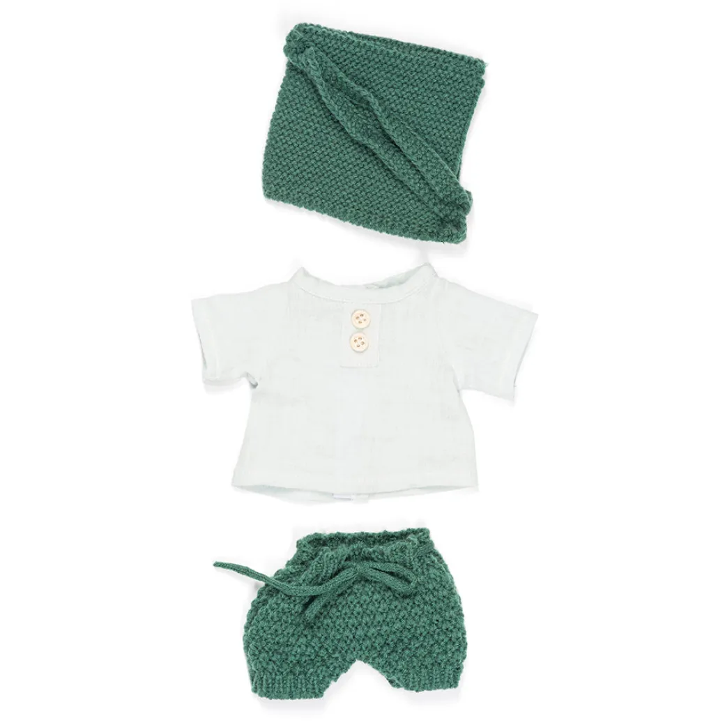 Knit Doll Outfit - 12" Forest Set & Bonnet