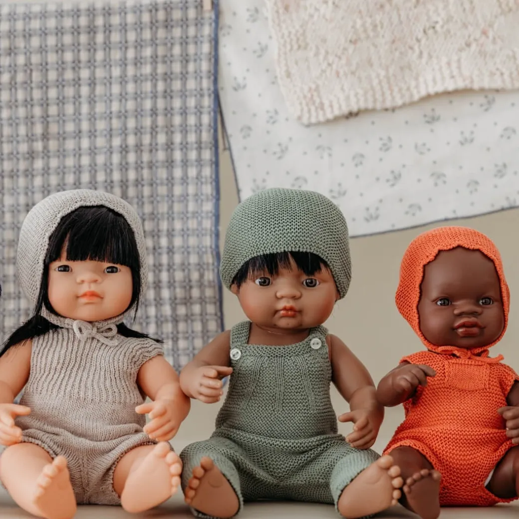 Knit Doll Outfit – 15" Romper & Bonnet