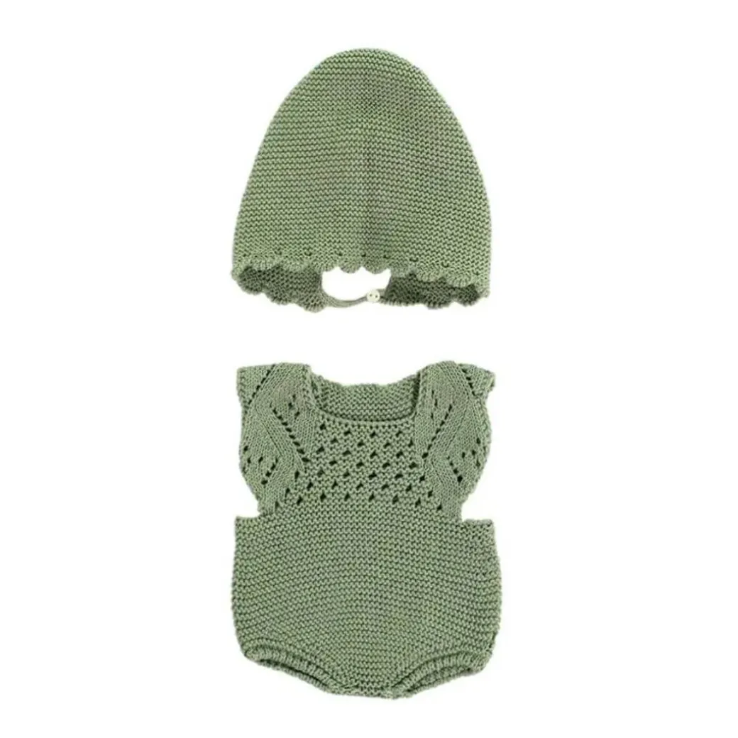 Knitted Romper & Bonnet Doll Outfit - 15"
