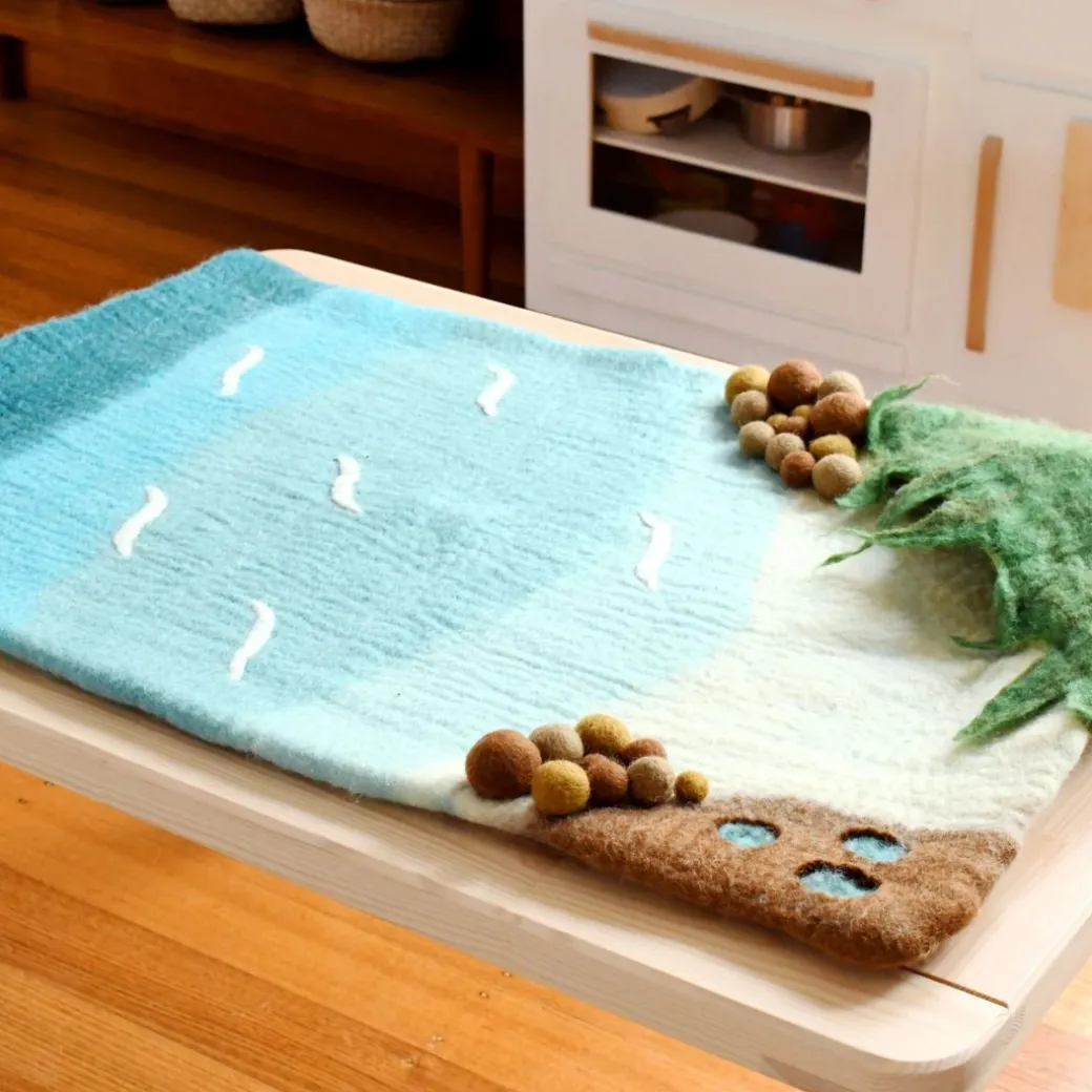Large Felted Ocean and Shoreline Play Mat