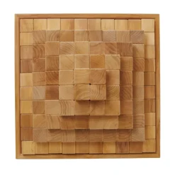 Large Natural Wooden Stepped Pyramid