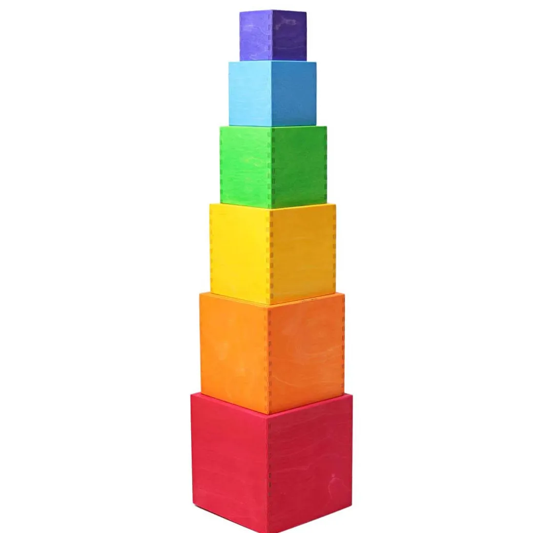 Large Rainbow Wooden Nesting Cubes