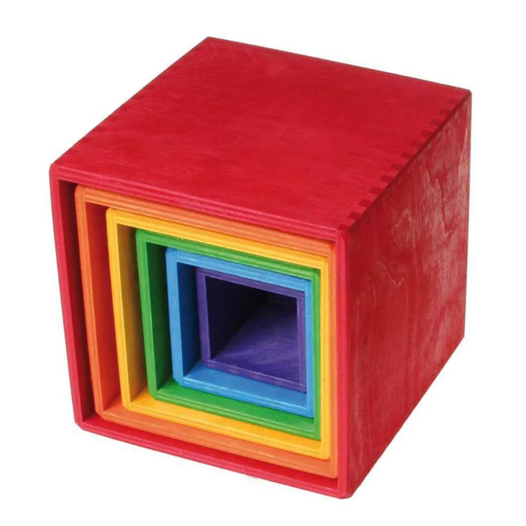 Large Rainbow Wooden Nesting Cubes