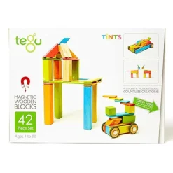 Magnetic Wooden Blocks - 42 Piece Set Tints