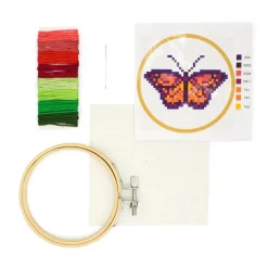 Mini Cross-Stitch Embroidery Butterfly Kit