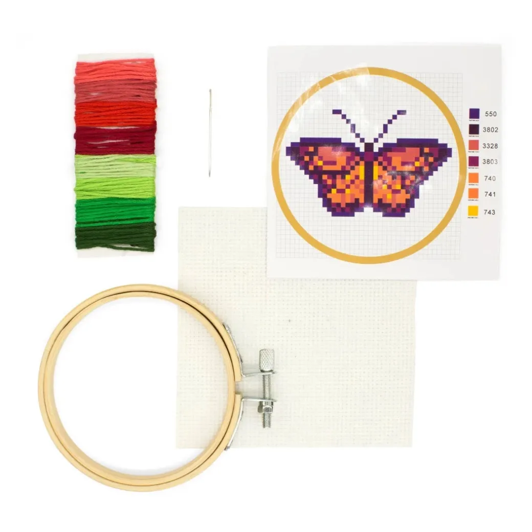 Mini Cross-Stitch Embroidery Butterfly Kit