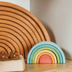 Mini Wooden Rainbow Stacker - Pastel