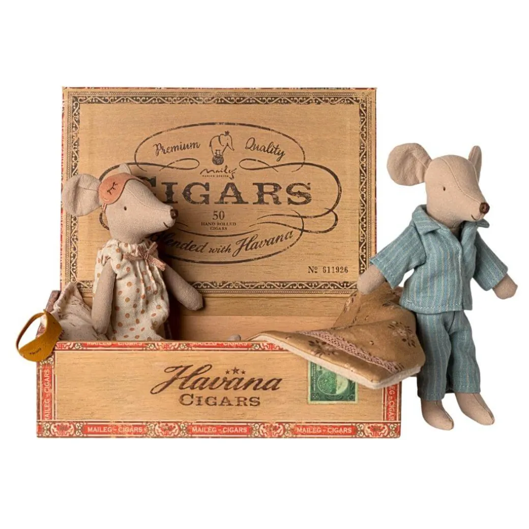 Mom and Dad Mice in a Cigar Box
