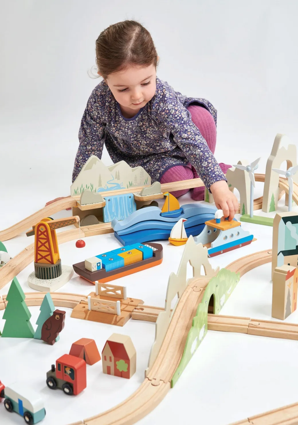 Mountain View Wooden Train Set