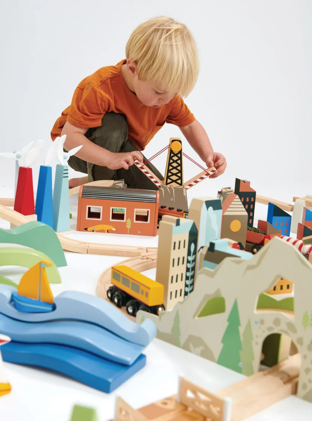 Mountain View Wooden Train Set