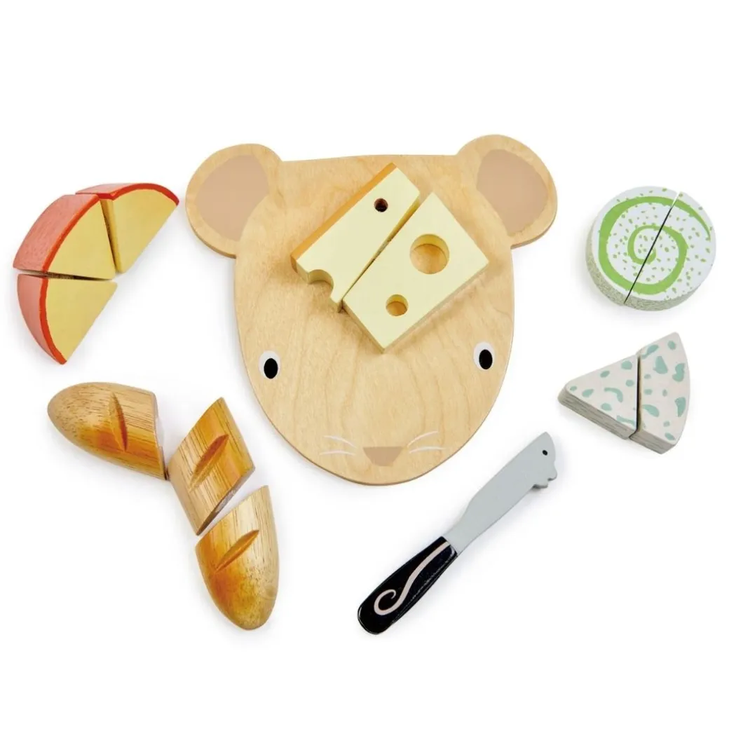 Mouse-shaped Wooden Cheese Board Play Set
