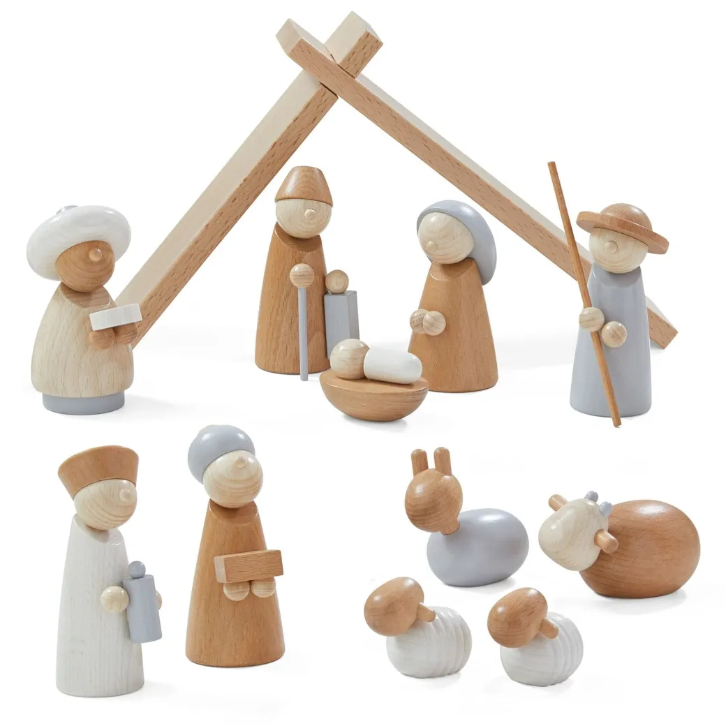 Natural Wood Nativity Set