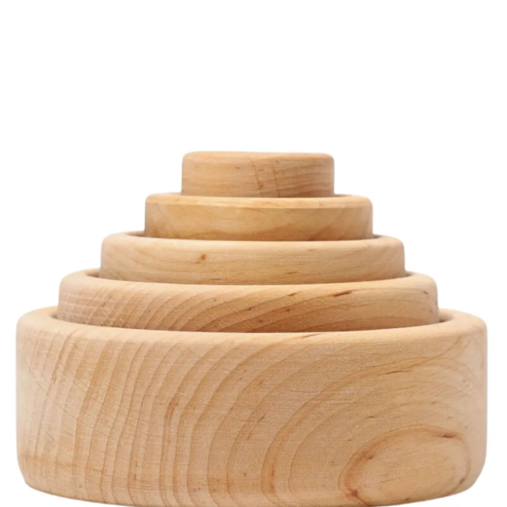Natural Wood Nesting Bowl Set