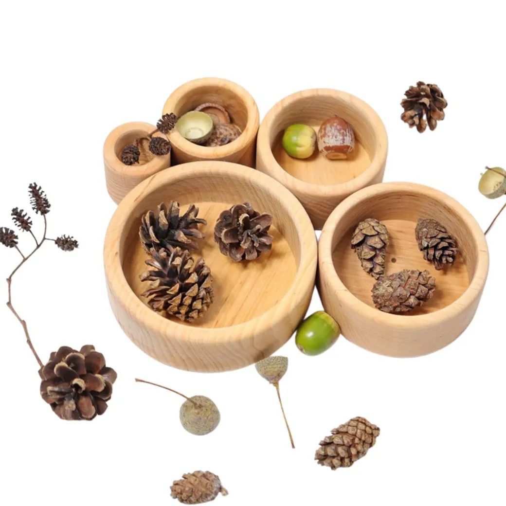 Natural Wood Nesting Bowl Set