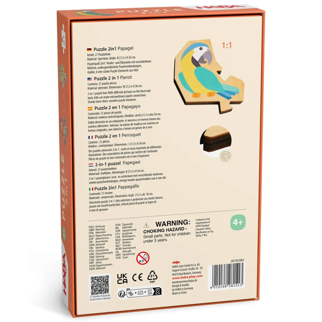 Parrot 2-in-1 Wooden Puzzle