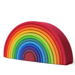 12-Piece Wooden Rainbow Stacking Tunnel