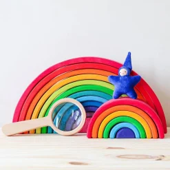 12-Piece Wooden Rainbow Stacking Tunnel