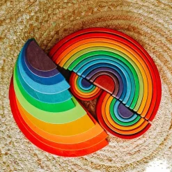 12-Piece Wooden Rainbow Stacking Tunnel