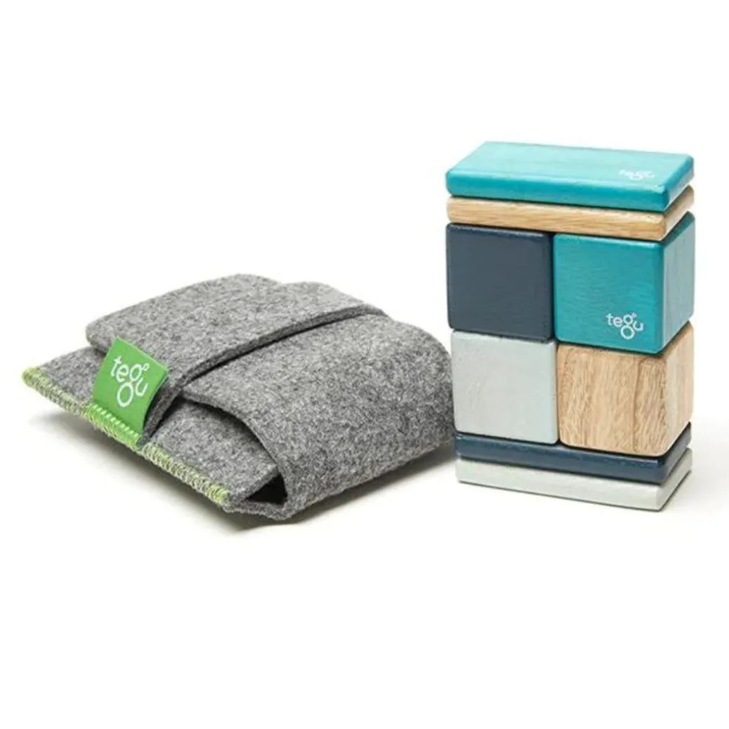 Pocket Pouch Wooden Magnetic Blocks - Blues