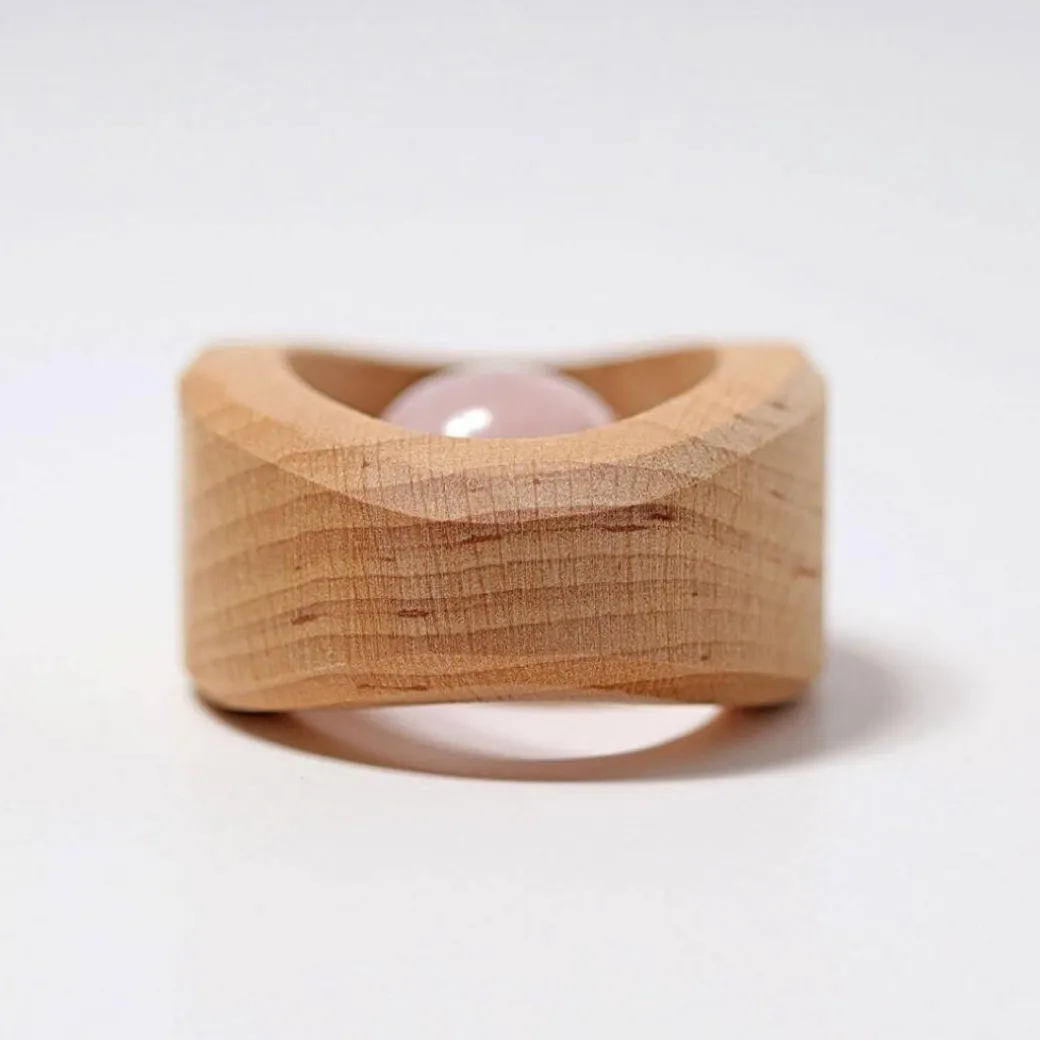Rose Quartz Wooden Baby Rattle