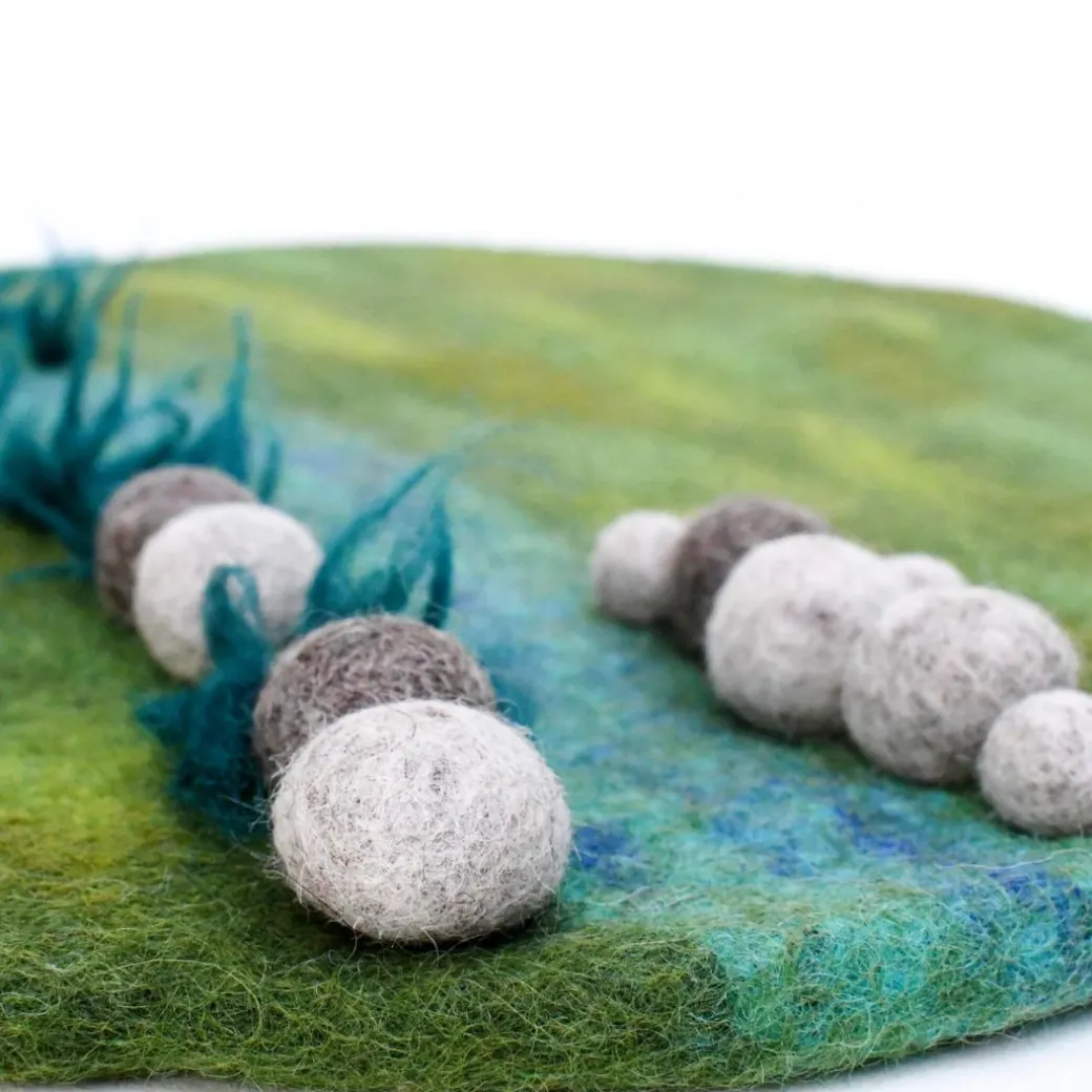 Round Felted River Play Mat