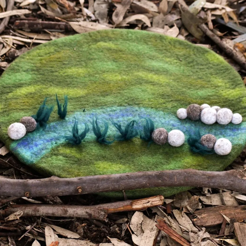 Round Felted River Play Mat