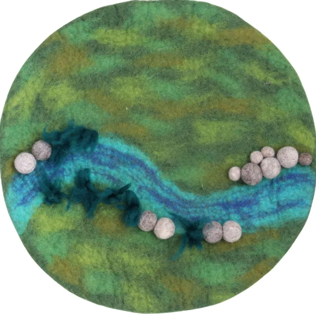 Round Felted River Play Mat