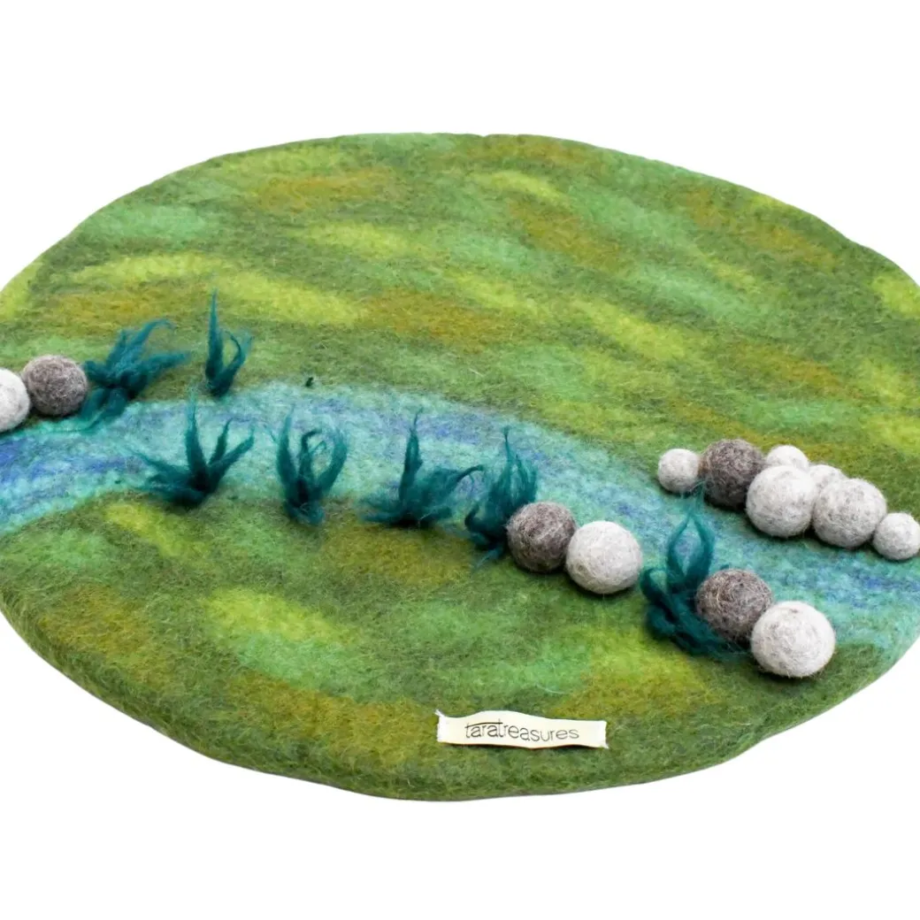 Round Felted River Play Mat