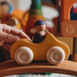 Small Yellow Convertible - Wooden Toy Car