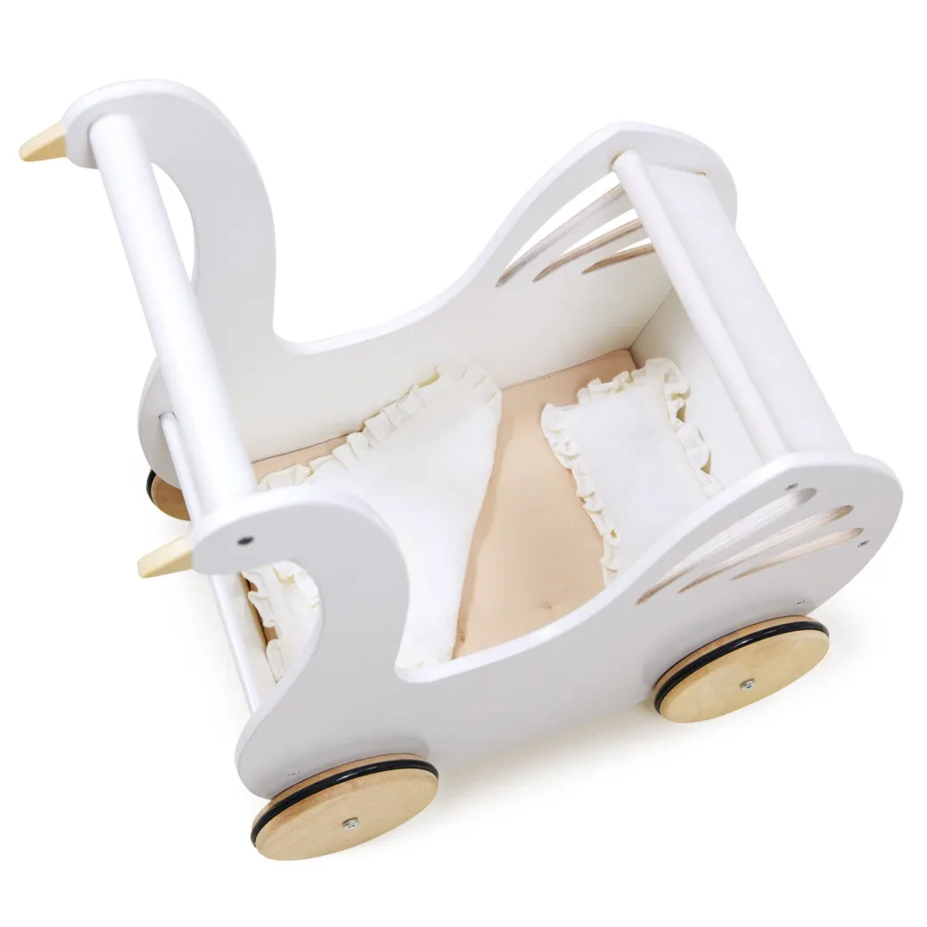 Sweet Wooden Swan Doll Stroller