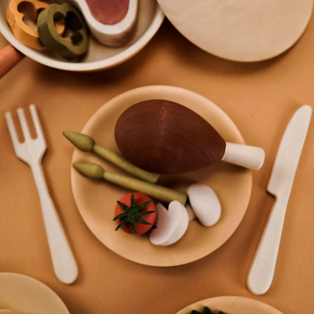 Wooden Dinner Play Food Set