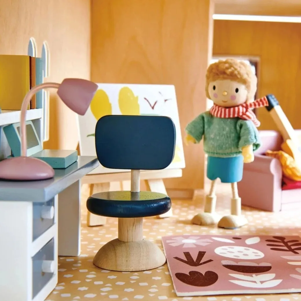 Wooden Dollhouse Study Furniture Set