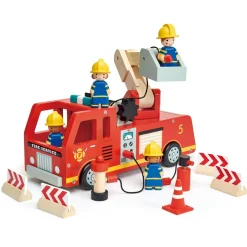 Wooden Fire Engine and Firefighter Play Set