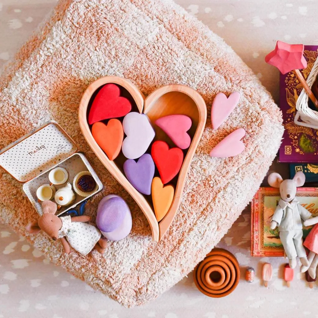 Wooden Heart Blocks - Red