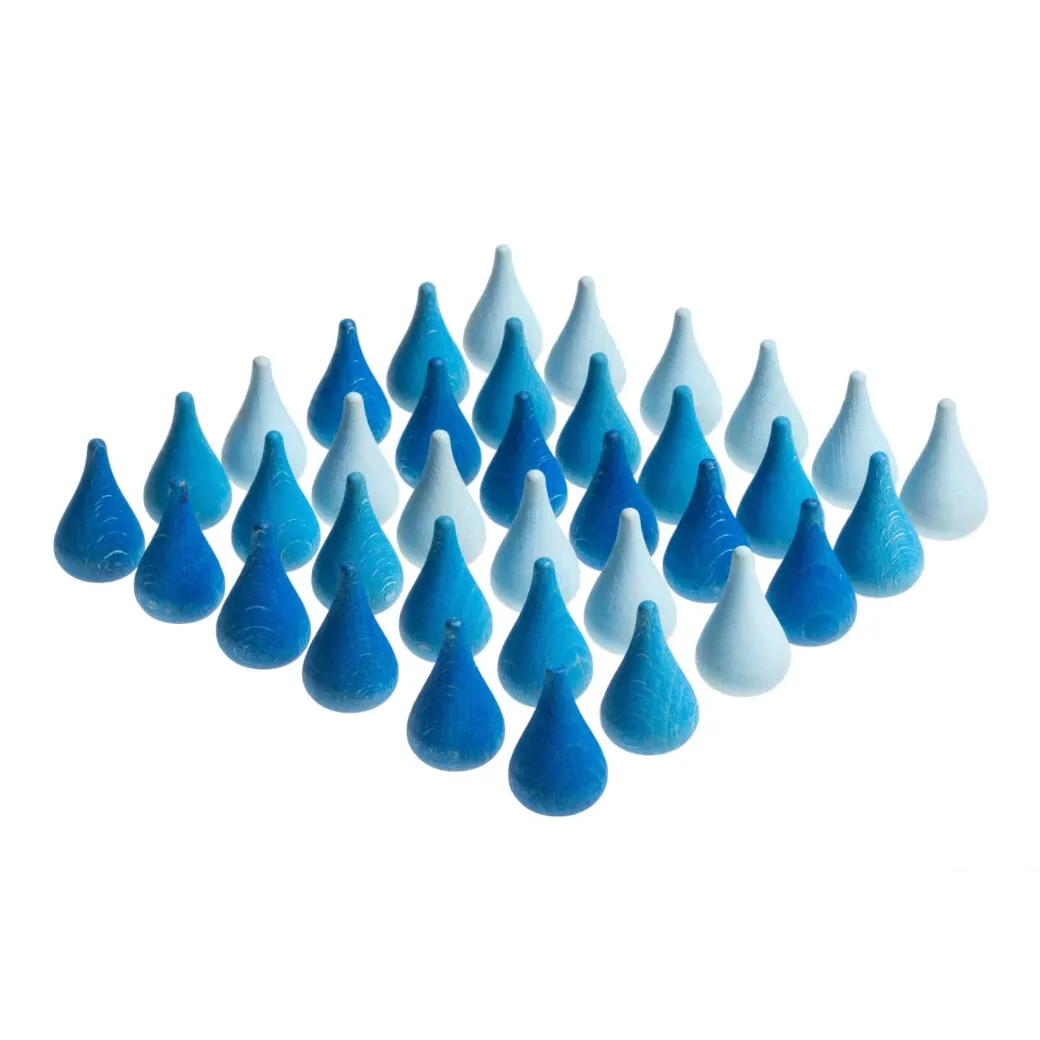 Wooden Mandala Set, Blue Raindrops